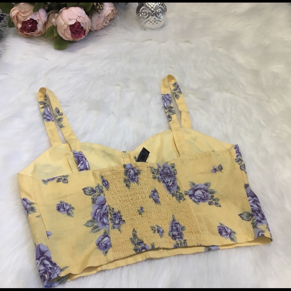 F21 Crop Top floral print yellow size M - Picture 5 of 5